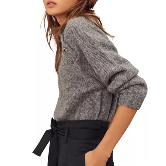 Ba&sh gray wool alpaca sweater jewel buttons size XS - Picture 3 of 13